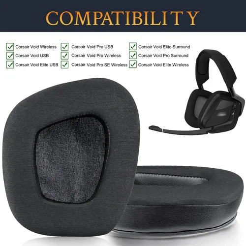Vista 2 de SOULWIT Almohadillas de repuesto de gel refrescante para auriculares Corsair VoidVoid ProVoid EliteSurround RGB USB con cable e inalámbrico
