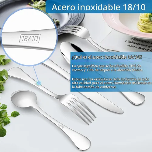 Vista 2 de Herogo Juego de cubiertos de acero inoxidable 18/10, 30 piezas para 6, modernos utensilios de cocina para el hogar, restaurante, boda, pulido