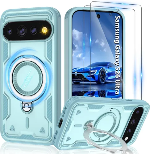 Vista 102 de Gritup fro Funda para Google Pixel 9A, funda protectora magnética de grado militar compatible con Mag-Safe, 2 protectores de pantalla HD, soporte