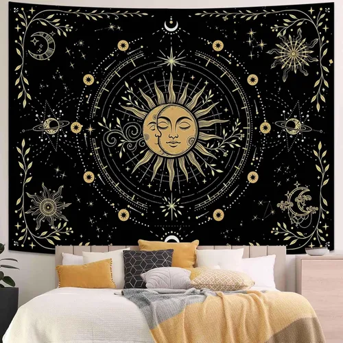 Vista 24 de Kanuyee Tapiz Floral de Luna Tapiz de Flores para Dormitorio Tapices Bohemios para Colgar en la Pared Estético para Dormitorio y Sala de Estar Luna