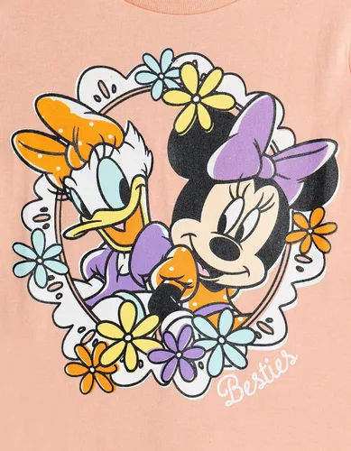 Vista 43 de Disney Minnie Mouse - Conjunto de camiseta floral arcoíris y pantalones cortos de cambray, tallas de bebé a niño grande (12 meses - 14-16)