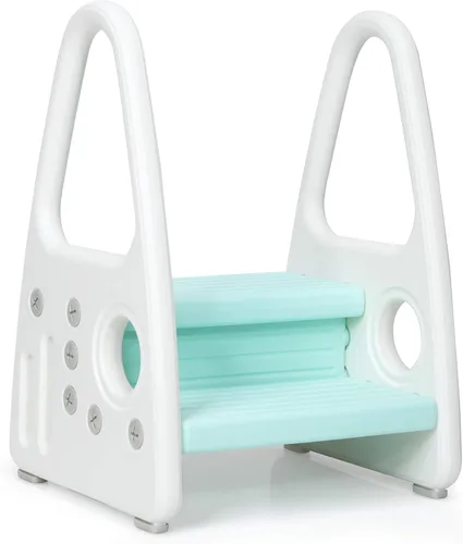 Vista 10 de Costzon Taburete auxiliar ajustable de 2 pasos para niños pequeños con asas de seguridad y almohadillas antideslizantes, escalera de plástico