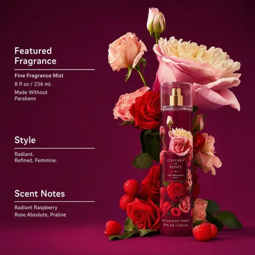 Vista 3 de Bath & Body Works Spray Corporal de Fragancia Fina Mist 8 oz (Covered In Roses)