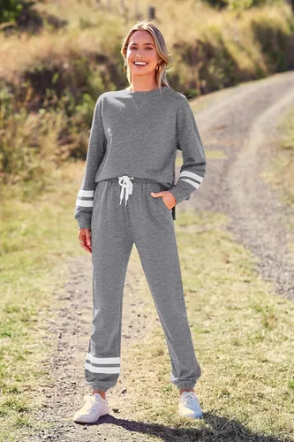 Vista 116 de Prettygarden - Conjunto de pijama de dos piezas para mujer, diseño de teñido anudado, sudadera informal de manga larga con pantalones largos, ropa
