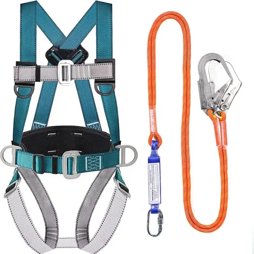Vista 11 de Kit de protección contra caídas de arnés de seguridad con cordón de absorción de golpes, arneses de trabajo para techos, arnés de seguridad