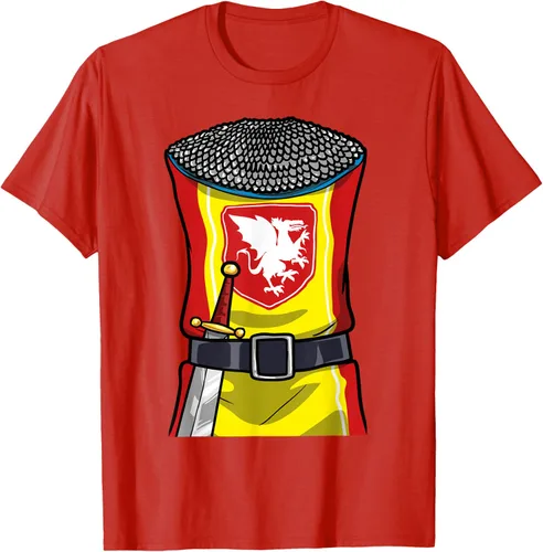 Vista 66 de Disfraz medieval de caballero de Halloween, camiseta para niños con espada de armadura, Negro, S