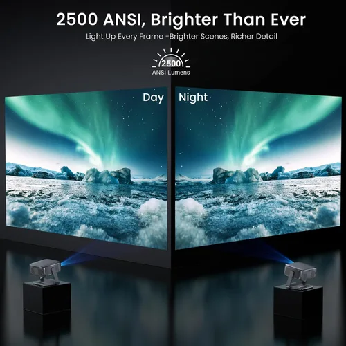 Vista 4 de Proyector para exteriores de Google TV con licencia oficial ANSI 2000 4K Full HD, proyector inteligente con WiFi y Bluetooth