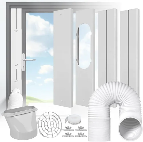 Vista 11 de Kit de ventana de aire acondicionado portátil, kit de ventilación de CA universal ajustable con manguera de escape de 5.9 pulgadas para ventanas