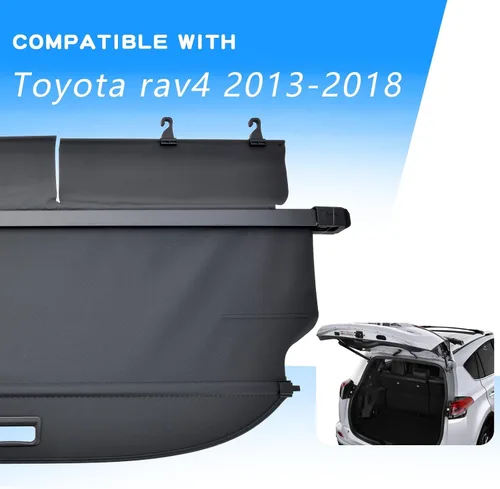 Vista 2 de Cubierta de cajuela compatible con Rav4 2013-2018, cubierta retráctil para sombra trasera de privacidad 2014 2015 2016 2017 Accesorios para Rav4