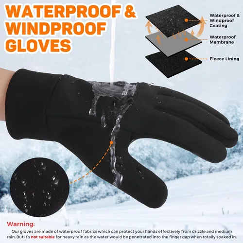 Vista 2 de AURUZA Guantes de invierno para hombres, guantes de ciclismo resistentes al viento para clima frío para hombres, guantes de correr al aire libre