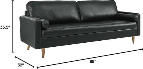 Vista 2 de Modway Valour, sofá de 88 pulgadas, negro