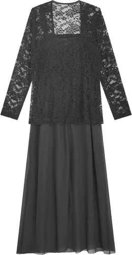Vista 6 de YOOJIA Vestido de encaje floral para mujer para madre de la novia, vestido formal con chaqueta, conjunto de dos piezas para fiesta de cóctel