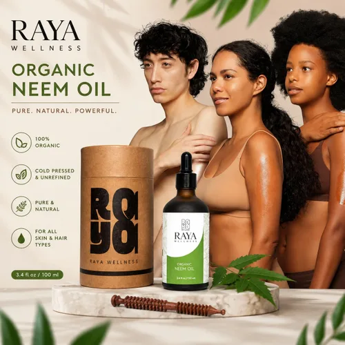 Vista 2 de Aceite de neem orgánico USDA - Prensado en frío, sin refinar - Botella de vidrio - 3.4 fl oz (3.4 fl oz)