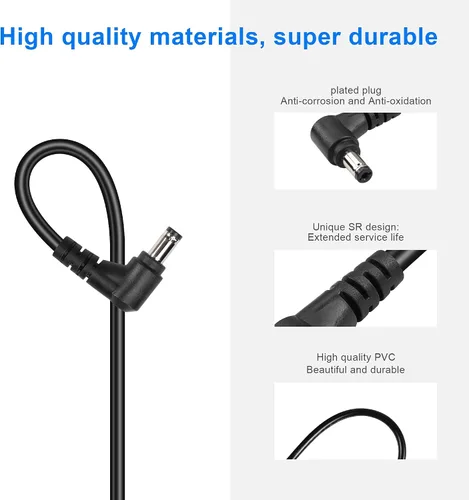 Vista 6 de GINTOOYUN Cable de extensión CC de 9.8 pies de 0.217 in x 0.083 in, ángulo recto de 90 grados, macho a hembra, cable de alimentación de 18 AWG