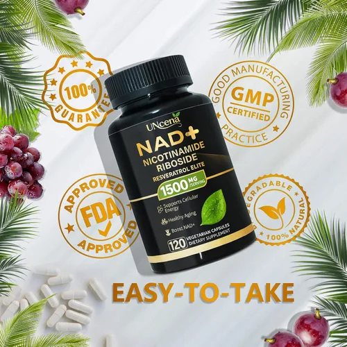 Vista 7 de Suplemento NAD 1500mg - NAD+ Liposomal Nicotinamida Ribósido con Resveratrol, NAD Plus Potenciador - Apoyo para la Salud Celular, Resistencia