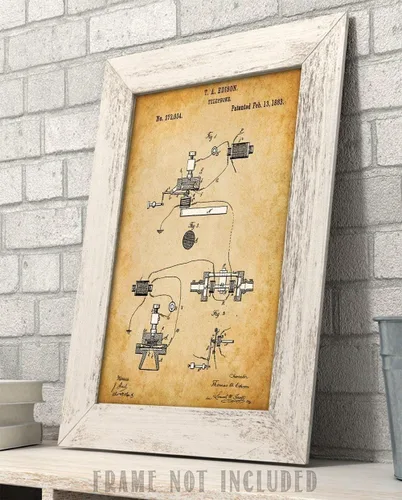 Vista 3 de Thomas Edison Telephone Patent Print – Historic Invention Wall Art, Technology Office Display, Library Decor, Gift for Engineers, 11x14 Unframed