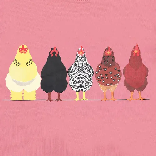 Vista 4 de HIBRO Chicken Farmer - Camiseta de algodón con estampado de granja de pollos para niño y niña