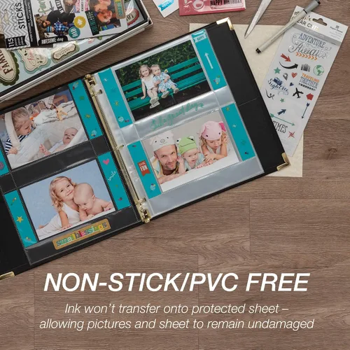 Vista 5 de Samsill Páginas de fotos de 4 x 6 pulgadas para carpeta de 3 anillos de 4 x 6, paquete de 25), con capacidad para 100 imágenes, cada página de fotos