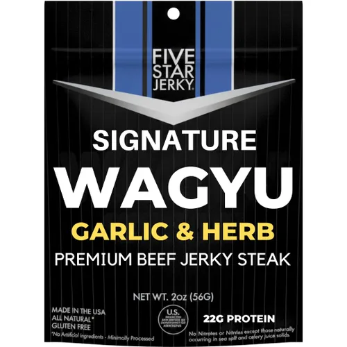 Vista 10 de Five Star Wagyu Beef Jerky - Ajo y Hierba + Pimienta Variedad Paquete de 2 (4 onzas)