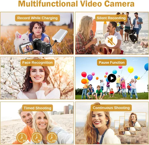 Vista 4 de Videocámara 1080P Videocámara Full HD 48MP Videocámara para YouTube Pantalla IPS de 3.0 pulgadas Cámara Vlogging Cámara 16X Grabadora de Video