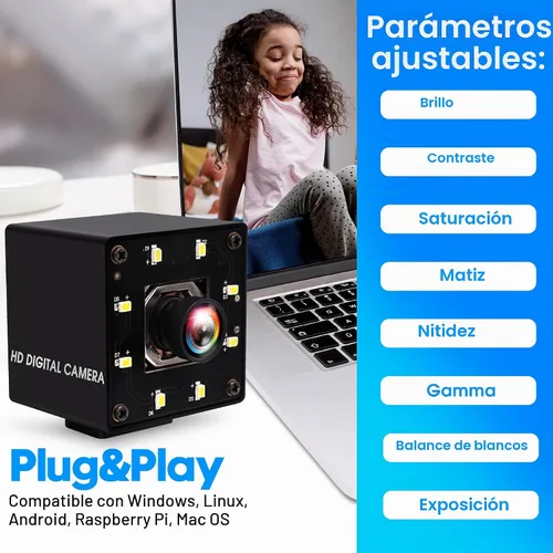 Vista 8 de ELP Cámara USB 4K Visión Nocturna 8MP Autofoco Webcam para Computadora Mini UVC USB2.0 Lightburn Cámara IMX415 USB Cámara de Seguridad Cámara PC