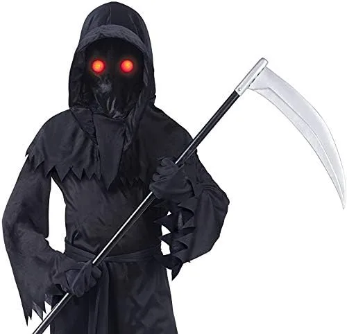 Vista 3 de Koatobbor Disfraz fantasma de la parca para niños, disfraz de Halloween para juegos de rol