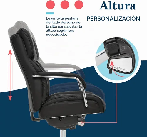 Vista 8 de La-Z-Boy Sutherland CHR10048A - Silla giratoria ergonómica de piel Negro