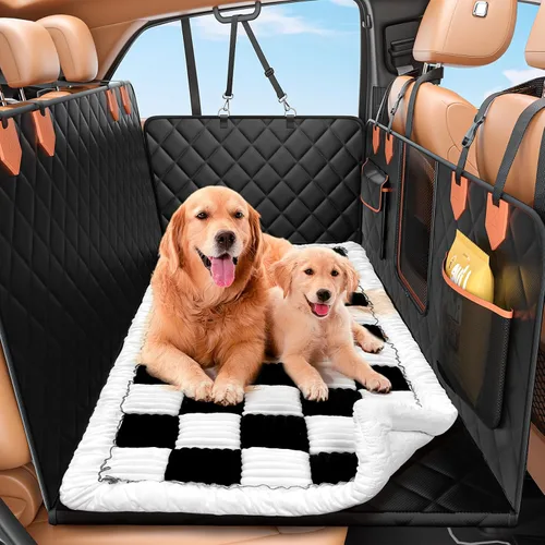 Vista 7 de IJVAE Funda de asiento para perro para asiento trasero, extensor de asiento trasero duro con capacidad para 500 libras, hamaca impermeable y Negro