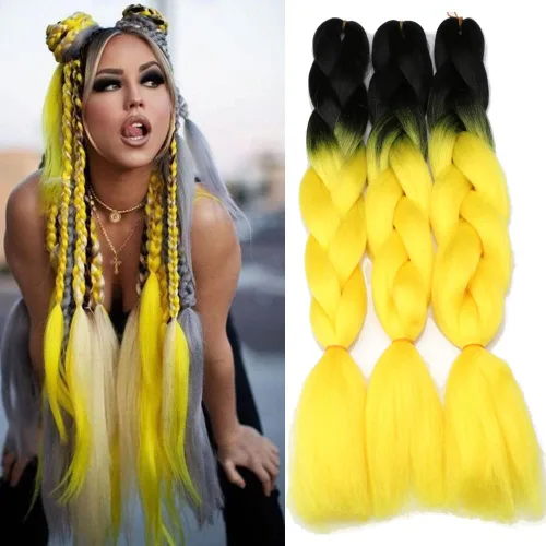 Vista 11 de Extensiones de cabello de trenzas jumbo, 3 unidades, color negro puro, 24 pulgadas, 3.53 oz/unidad para trenzado de caja torcida (1B negro)