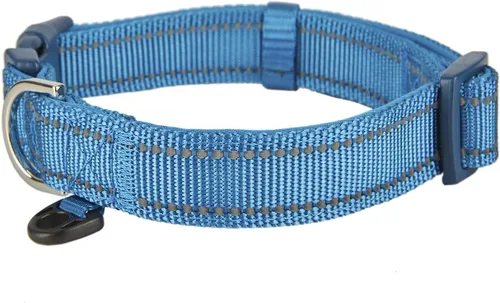 Vista 2 de Collar acolchado de nailon reflectante para perro, collares suaves ajustables para mascotas con hebilla de liberación rápida para perros pequeños