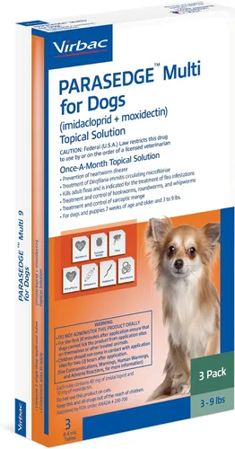 Vista 5 de PARASEDGE™ Multi 9 para perros (imidacloprid + moxidectina) Solución tópica 3-9 libras, paquete de 3