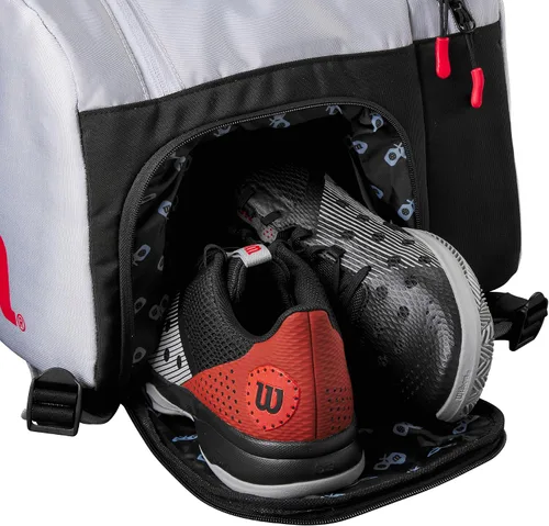 Vista 4 de WILSON Super Tour - Bolsa de pickleball con capacidad para hasta 3 paletas, gris/rojo/negro
