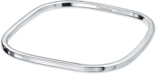 Vista 5 de Pulsera de plata de ley 925 con forma cuadrada lisa y grabable para mujer, Metal