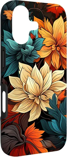 Vista 3 de Red and Orange Autumn Colors Fall Leaves Floral Pattern Case for iPhone 17