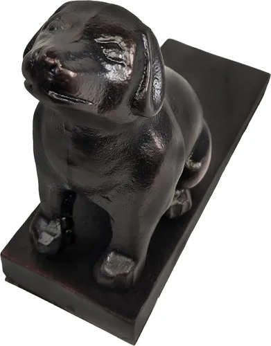 Vista 3 de Lulu Decor, Tope de puerta de perro de hierro fundido, topes de puerta de peso 5 libras (negro)