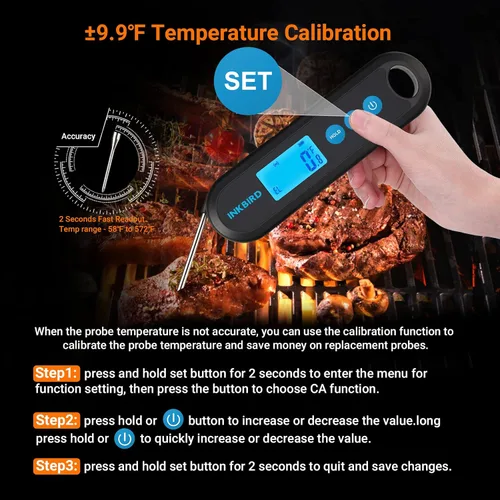 Vista 3 de INKBIRD Termómetro digital de lectura instantánea para carne para cocinar con sondas duales, termómetro Bluetooth impermeable de 328 pies
