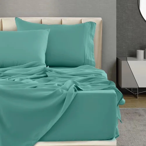Vista 235 de LUX Décor - Juego de sábanas Twin de microfibra ultrasuave de 3 piezas con sábana encimera, sábana bajera de 16 pulgadas de profundidad y funda