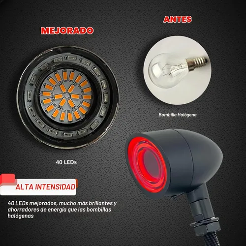 Vista 3 de FATECIM 2 luces traseras LED para motocicleta, intermitentes, luces de freno con visera, luces traseras de motocicleta, intermitentes traseros