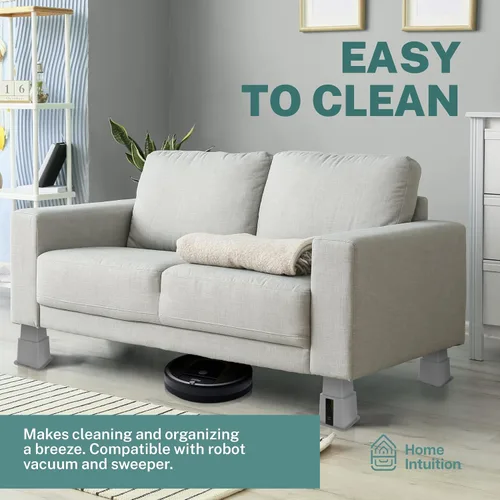 Vista 3 de Home Intuition Elevadores de cama ajustables resistentes de 3, 5 u 8 pulgadas, paquete de 4 unidades (gris con USB)