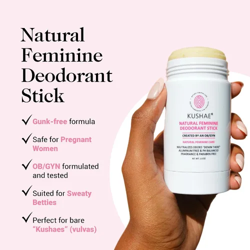 Vista 2 de Kushae Desodorante femenino natural en barra para mujer, sin aluminio, totalmente natural, sin perfume y sin fragancia, desodorante sólido, 2 onzas