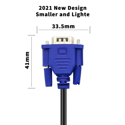 Vista 6 de Paquete de 3 cables VGA a VGA, cable HD15 macho a macho de 10 pies para monitor de computadora de TV con conector azul 3Pack 10Ft HD15 VGA male to