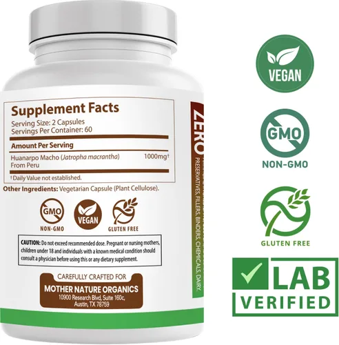 Vista 4 de Huanarpo Macho Cápsulas 1000mg – 120 cápsulas veganas – Suplemento de energía natural, resistencia y vitalidad – Apoya el rendimiento masculino