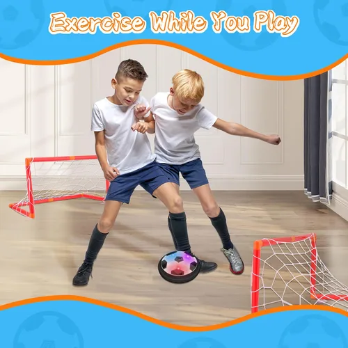 Vista 7 de Nazano Balón de fútbol LED Hover, juego de fútbol flotante con 2 porterías, juego de fútbol interior para niños y niñas, regalos de cumpleaños