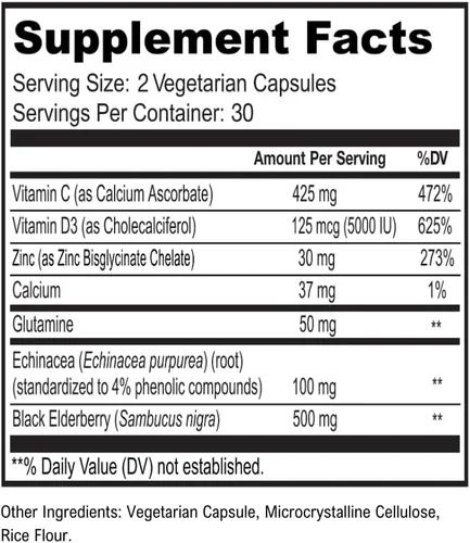 Vista 2 de Scimera - Paquete de zinc de apoyo inmunológico y saúco para aumentar la inmunidad (30 unidades, Scimune, 60 unidades de zincMD)