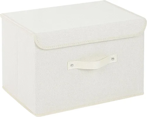 Vista 30 de Cajas de almacenamiento, contenedores de almacenamiento plegables con tapas, cestas de almacenamiento de tela de algodón y lino con asa