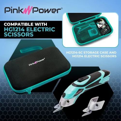 Vista 6 de Pink Power Tijeras eléctricas de tela para manualidades, costura, cartón y alfombras, herramienta de corte profesional resistente, tijeras Aqua