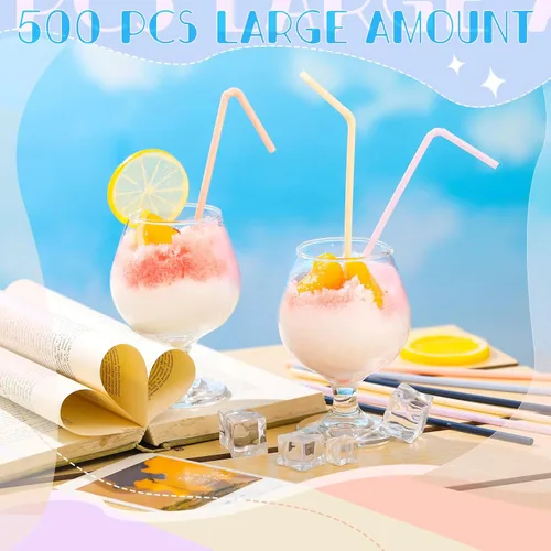 Vista 3 de Hushee 500 pajitas de plástico desechables a granel coloridas pajitas de plástico pastel desechables de plástico para bebidas diarias de jugo de 7.9