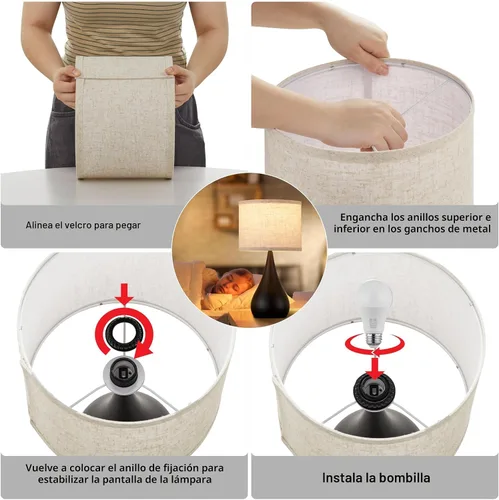 Vista 9 de Juego de 2 lámparas táctiles modernas de 18.1'' para mesita de noche con brillo regulable de 3 niveles, lámparas de mesa para sala de estar