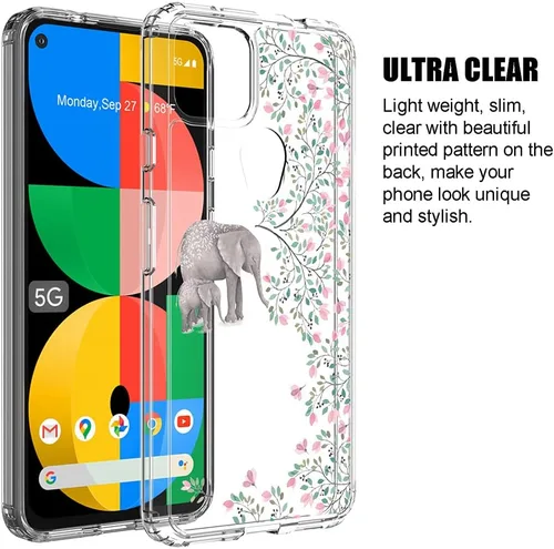 Vista 2 de Funda transparente para Google Pixel 5a con 5G (6.34 pulgadas, 2021) [Elefante]