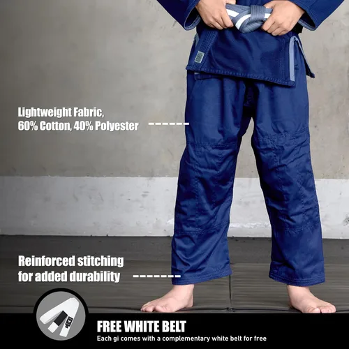 Vista 3 de Elite Sports Kids BJJ GI - Kimono brasileño Jiujitsu Gi con tela preencogida y cinturón, para niños y jóvenes, aprobado por la IBJJF